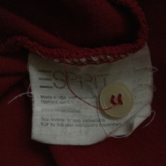 Vintage 90s ESPRIT Button Down Knit Top Cardigan Red - Sz Medium - Picture 8 of 10